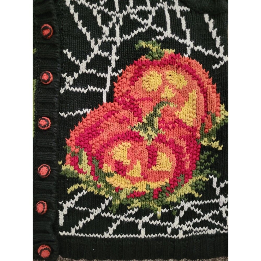 Vintage Tiara Cottage Embroidered Knit Sweater Vest Halloween Women's Large 90's - Picture 5 of 9